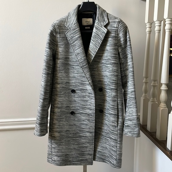 Aritzia Wilfred Maison Wool coat white/grey melange sz S - Picture 1 of 8